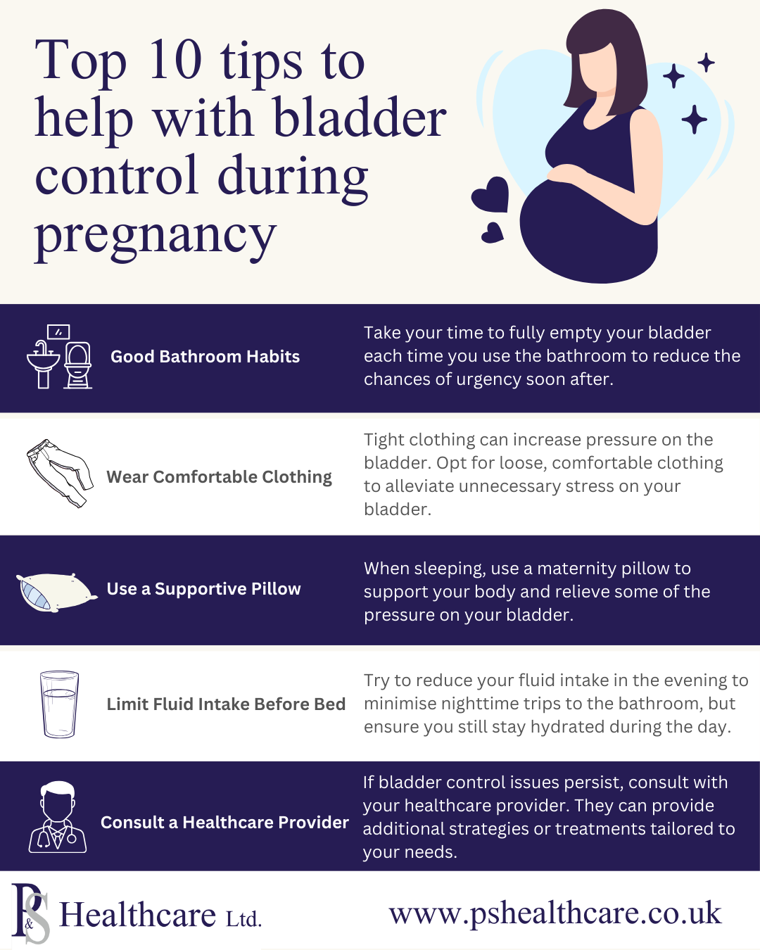 Top 10 tips to help with bladder control during pregnancy